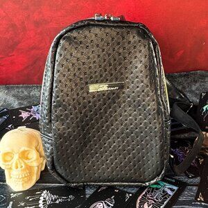 HANDMADE ONE OF A KIND Black Faux Leather Backpack Crossbody Bag